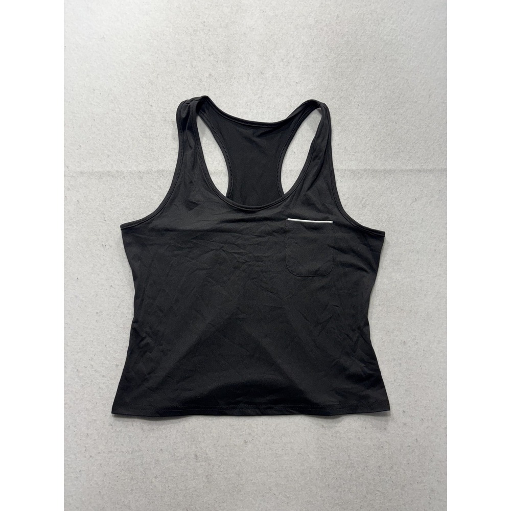Tank Womens Small Black Scoop Neck Racerback Pocket Stretch Athletic Top